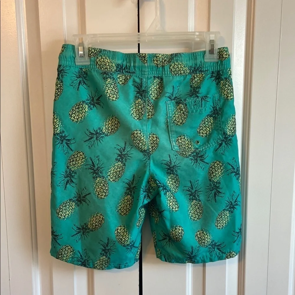 Abercrombie Kids Teal Pineapple Print Swim Trunks